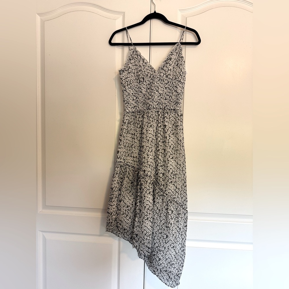 Leith Womens Asymmetrical Floral Dress